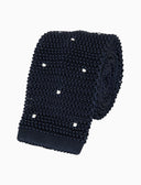 Cravatta uomo seta blu con pois ricamato - Gallo 1927 - Official Online Shop