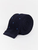 Cravatta uomo seta blu con pois ricamato - Gallo 1927 - Official Online Shop