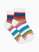 Calze cortissime bambino cotone righe multicolor bianco - Gallo 1927 - Official Online Shop