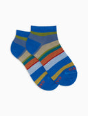 Calze fantasmini bambino cotone righe multicolor azzurro - Gallo 1927 - Official Online Shop
