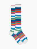 Calze lunghe uomo cotone righe multicolor bianco - Gallo 1927 - Official Online Shop