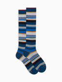 Calze lunghe uomo cotone righe multicolor blu - Gallo 1927 - Official Online Shop
