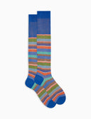 Calze lunghe uomo cotone e lino righe multicolor blu - Gallo 1927 - Official Online Shop