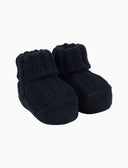 Babbucce bambino lana blu tinta unita a coste - Gallo 1927 - Official Online Shop