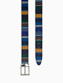 Cintura accorciabile uomo pelle righe multicolor blu - Gallo 1927 - Official Online Shop