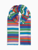 Sciarpa unisex cotone, viscosa e lino righe multicolor bianco - Gallo 1927 - Official Online Shop