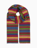 Sciarpa unisex cotone, viscosa e lino righe multicolor fucsia - Gallo 1927 - Official Online Shop