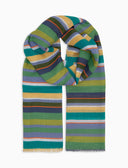 Sciarpa unisex cotone, viscosa e lino righe multicolor verde - Gallo 1927 - Official Online Shop