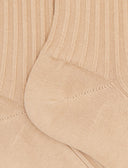 Calze corte unisex cotone twin rib e scritta gallo in punta tinta unita beige - Gallo 1927 - Official Online Shop