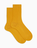 Calze corte unisex cotone twin rib e scritta gallo in punta tinta unita giallo - Gallo 1927 - Official Online Shop