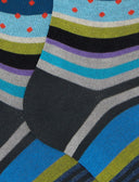 Calze lunghe uomo cotone fantasia mix righe e pois grigio - Gallo 1927 - Official Online Shop