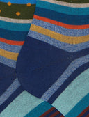 Calze lunghe uomo cotone fantasia mix righe e pois blu - Gallo 1927 - Official Online Shop