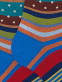 Calze lunghe uomo cotone fantasia mix righe e pois azzurro - Gallo 1927 - Official Online Shop