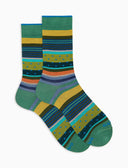 Calze corte uomo cotone fantasia mix righe e pois verde - Gallo 1927 - Official Online Shop