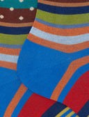 Calze corte uomo cotone fantasia mix righe e pois azzurro - Gallo 1927 - Official Online Shop