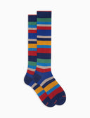 Calze lunghe uomo cotone righe multicolor sette colori blu - Gallo 1927 - Official Online Shop