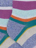 Calze cortissime bambino cotone a righe multicolor azzurro con effetto scintillante - Gallo 1927 - Official Online Shop