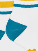 Calze corte unisex spugna di cotone bianco con righe e scritta gallo - Gallo 1927 - Official Online Shop