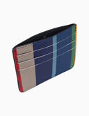 Porta carta di credito unisex in pelle martellata righe multicolor blu - Gallo 1927 - Official Online Shop