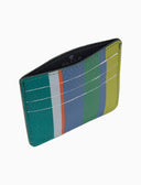 Porta carta di credito unisex in pelle martellata righe multicolor verde - Gallo 1927 - Official Online Shop
