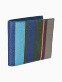Portafoglio piccolo con portamonete uomo pelle martellata blu righe multicolor - Gallo 1927 - Official Online Shop