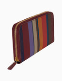Portafoglio donna in pelle martellata bordò righe multicolor - Gallo 1927 - Official Online Shop