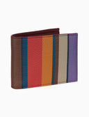 Portafoglio uomo in pelle martellata bordò righe multicolor - Gallo 1927 - Official Online Shop