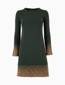 Abito girocollo donna lana, alpaca e cashmere verde effetto sfumato - Gallo 1927 - Official Online Shop