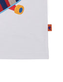T-shirt bambino cotone tinta unita bianco con ricamo skateboard - Gallo 1927 - Official Online Shop