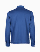 Men's long sleeve polo, cotton, solid-dyed, blue.
