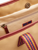 Shopper unisex tinta unita giallo con nastro spigato ed inserti in pelle - Gallo 1927 - Official Online Shop