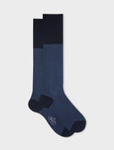 Calze lunghe uomo cotone blu/avio righe windsor - Gallo 1927 - Official Online Shop
